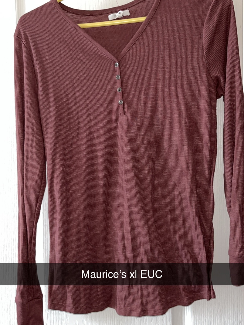 Maurices Long-Sleeve Henley Shirt - Burgundy
